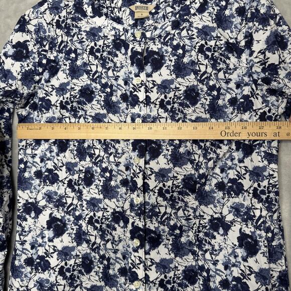 Duluth Trading Co Shirt Womens Small Blue White Floral Button Front Long Sleeve - Picture 10 of 12